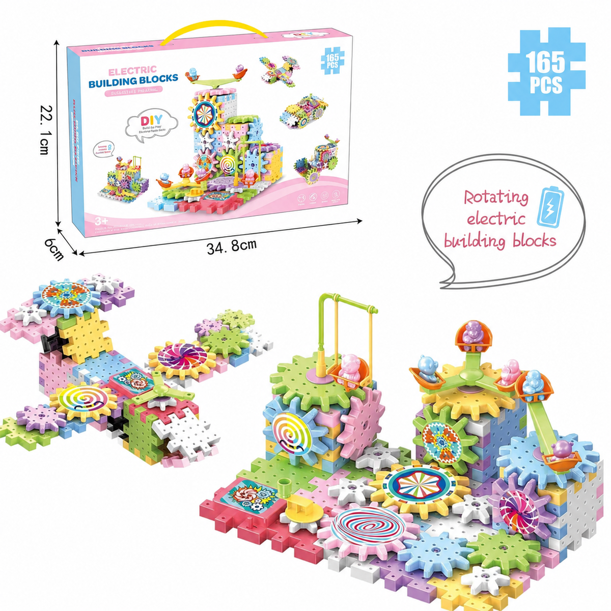 Kit de construction Lego électronique 165 pièces avec engrenages colorés