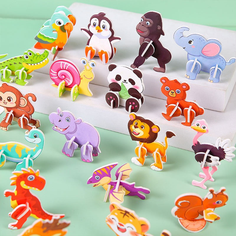 Puzzle 3D en carton coloré pour enfants, animaux à assembler